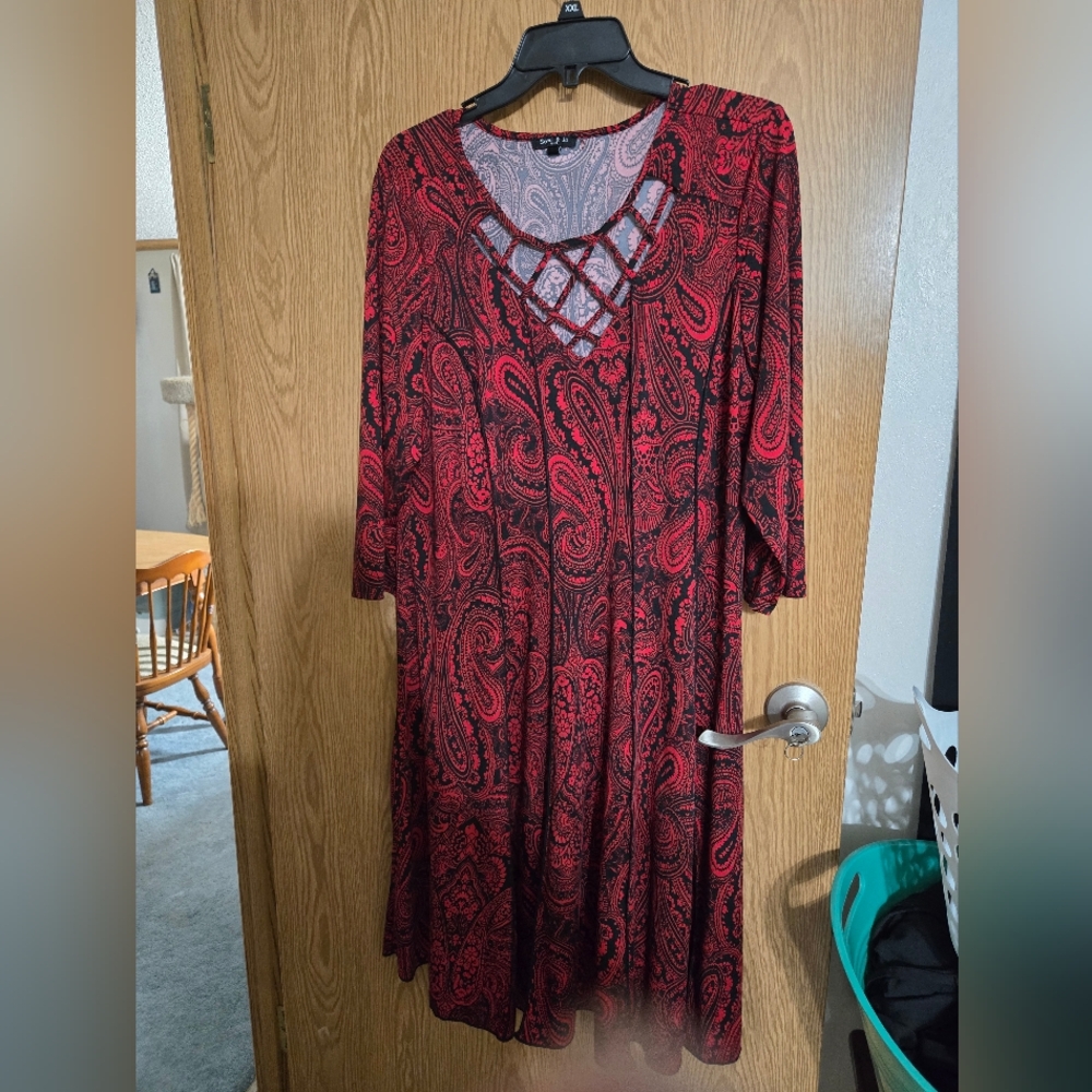Red and Black Paisley Dress